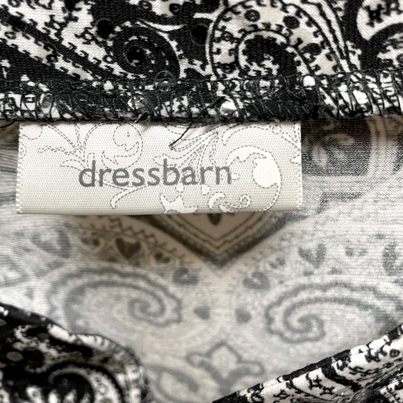 Dressbarn Black & White Sequined Pullover Size Large 3/4 Sleeve Top - Picture 2 of 6
